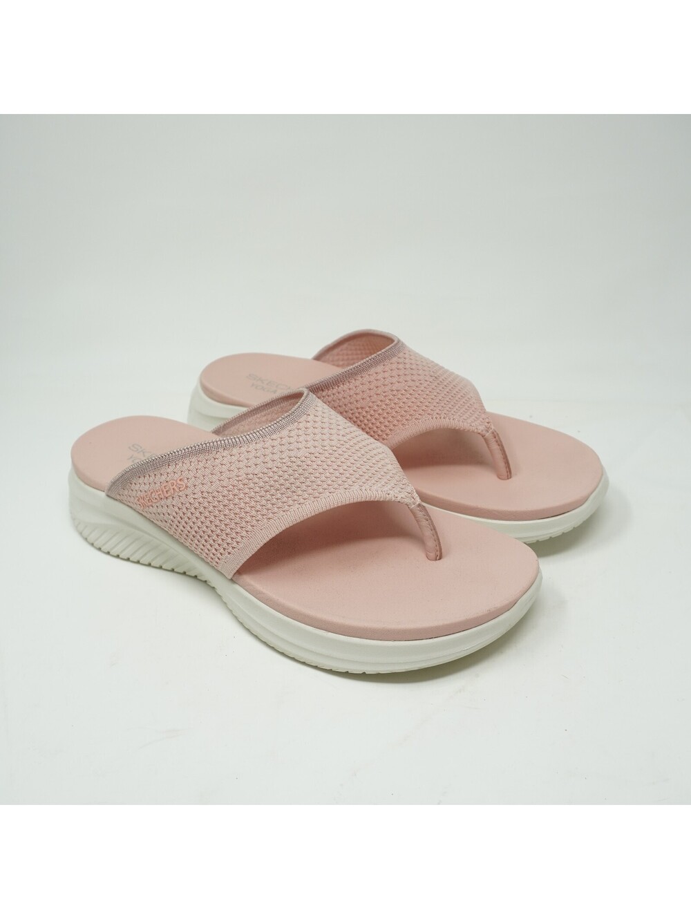 Skechers Women's Pink Textured Thong Slide Sandals Size 8.5